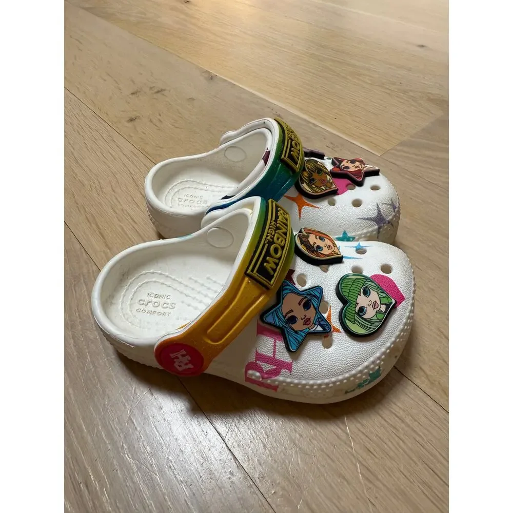 Crocs Rainbow High SZ C5 White Printed Jibbits Girls